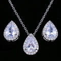 SLBRIDAL Rhinestones Crystals Cubic Zircon Bridal Jewelry Set Wedding CZ Necklace Earring Set Banquet Jewelry Set Women Jewelry