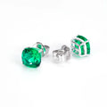 Messi Jewelry MSE-779  10K Gold 7*7mm Cushion Shape Lab Grown Emerald Earrings Engagement Dating Gift for Girls