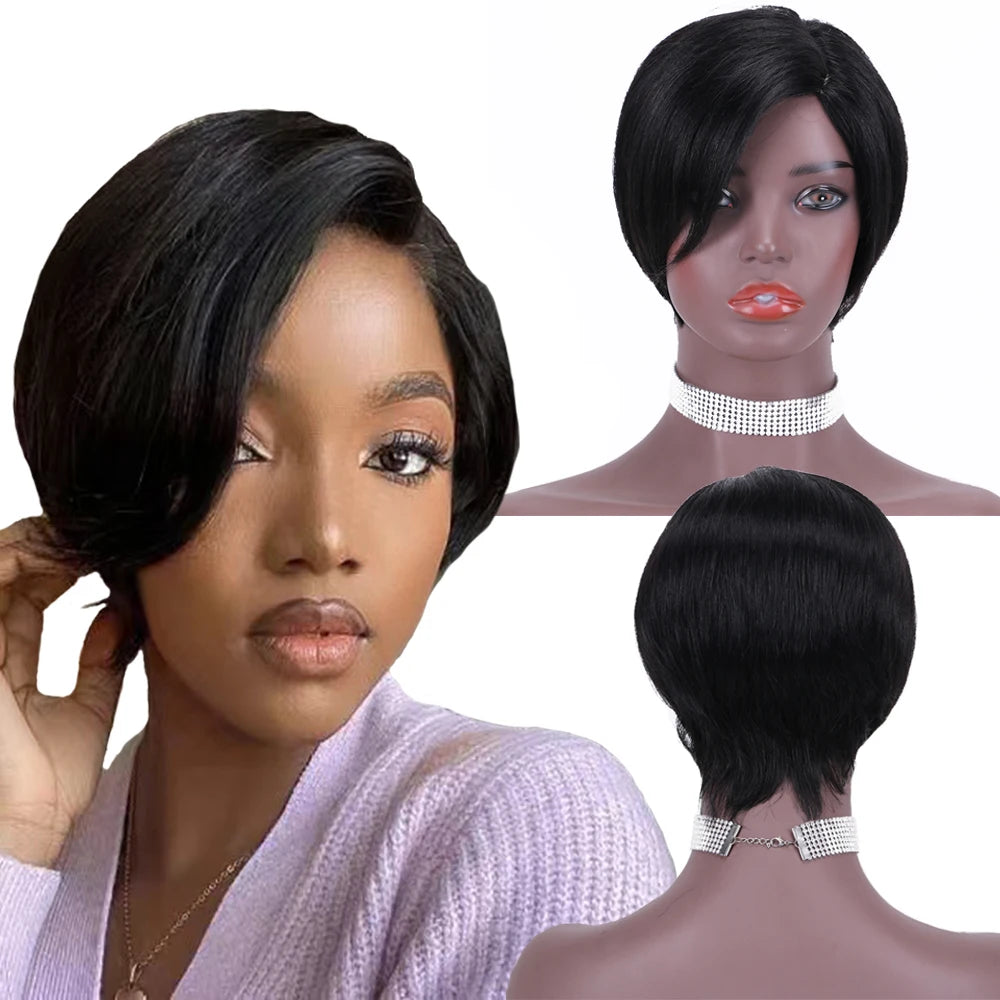 Short Cut India Human Hair bob Straight Natural Color 13*4 Lace Frontal New Popular Short Cut Wig