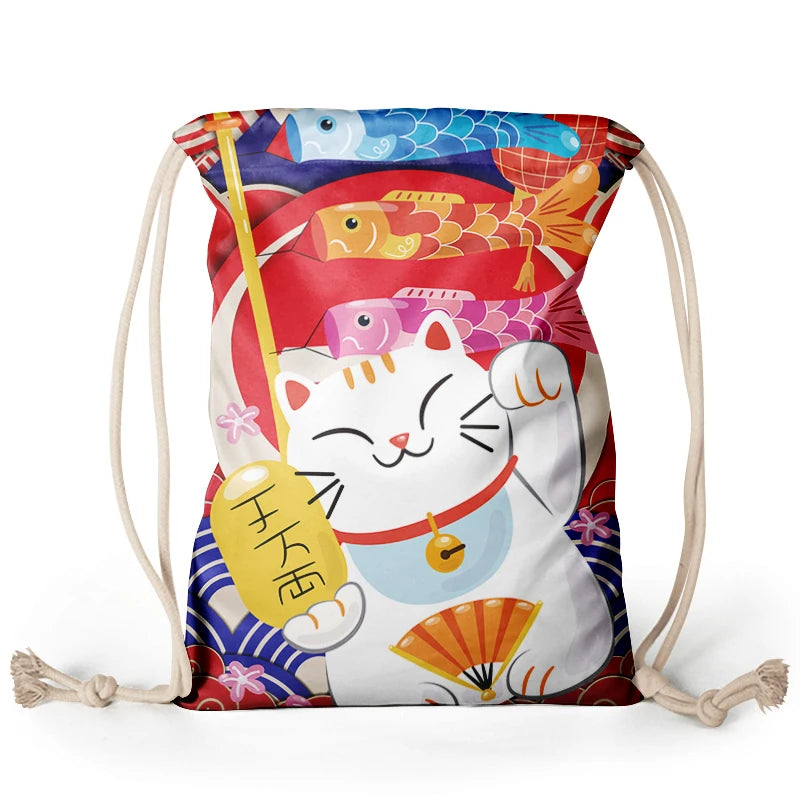 Custom Gift Bag Recycled Polyester RPET Drawstring Bag Backpack with logo Anime Drawstring Tote Bag