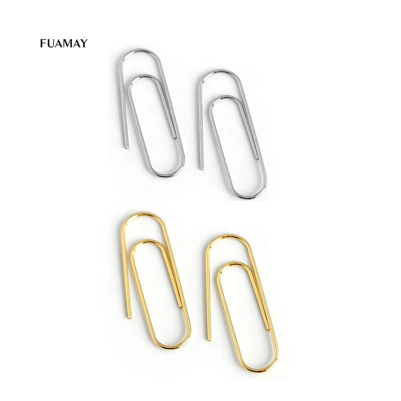 FUAMAY Wholesale Jewellery Paper Clips Wire Earrings 925 Plata Silver Safety Pins Wire Hoop Earrings