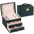 Three-layer Leather Flannelette Drawer Type with Lock Jewelry Jewelry Box Storage Ring Earrings Necklace Bracelet Watch Accessor