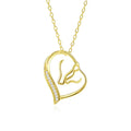 Equestrian Jewelry 925 Sterling Silver Gold Plated Double Horse Zircon Heart Pendant Necklace