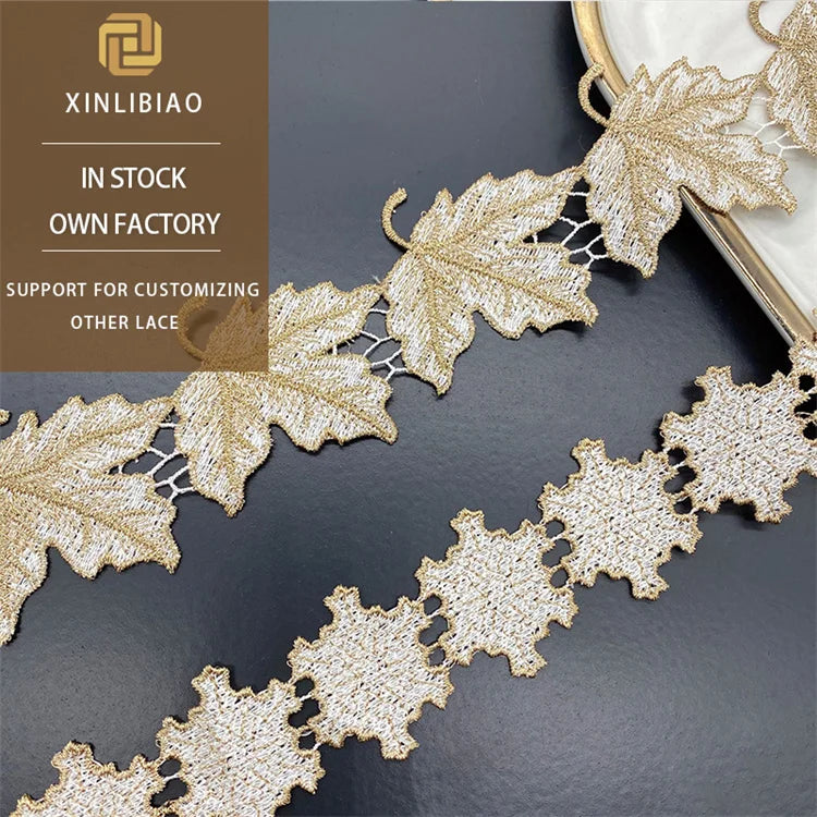 Women's & Children's Clothing Embroidered Lace Accessories Water-Soluble Gold Thread Lolita Lace Dress & Skirt Two-Color Design