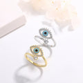 Hot Sale Nazar Evil Eye Ring Niche 18k Gold Plated Zircon Ring Personality Simple Adjustable Diamond Brass Ring for Women