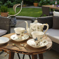 QIAN HU European Ceramic Scented Tea Coffee Teapot Set With One Kettle and Two Cups and Saucers