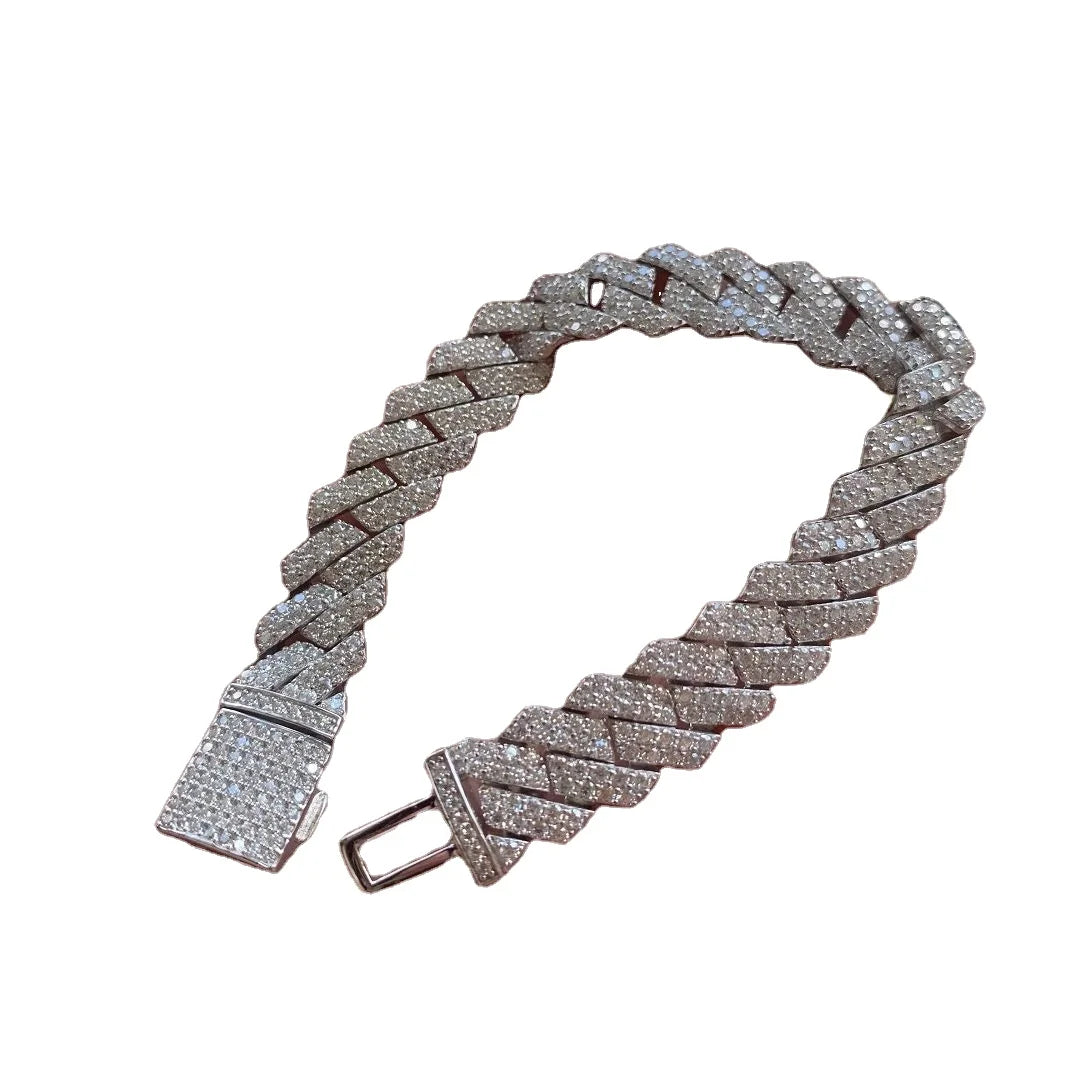 Moissanite Diamond Hiphop Style Jewelry Cuban Link Bracelet Arrival Hot 925 Silver New Christmas Gift for Men and Women 1 Piece