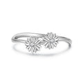 Simple Style Design Finger Ring 925 Sterling Silver Flower Zircon Ring for Women Girls