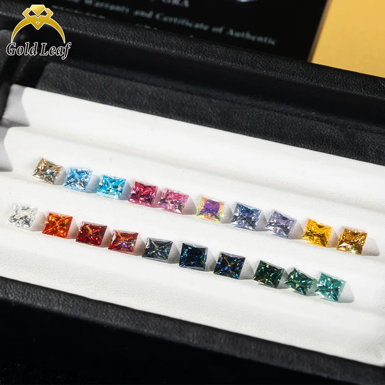 Goldleaf RTS Wholesale Asscher Cut Plating Full Multicolor Moissanite Diamond with GRA Certificate Moissanite Loose Gemstones