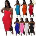 Hot Selling Spring 2026 Trends Solid Color Strapless Tube Top Ladies Mini Dress Cheap Casual Women Elegant Dresses