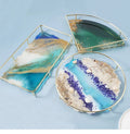 C-0311 DIY Epoxy Resin Shiny Large Silicone Geode Tray Mold Lace Fruit Tray Coaster Shelf Metal Support Silicone Mold