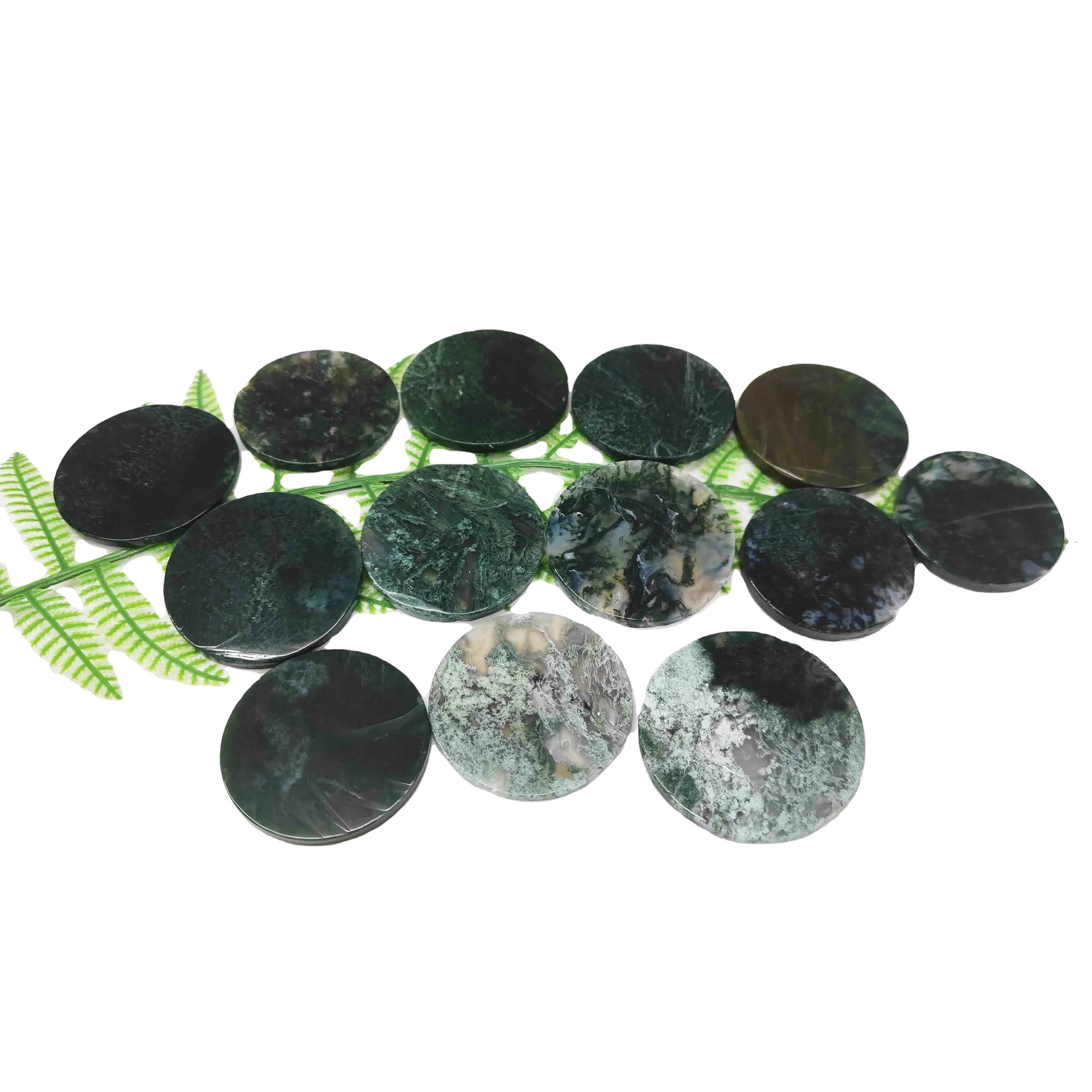 New Products Moss Agate Slabs Crystals Slabs Polished Round Shaped Moss Agate Slices for Healing