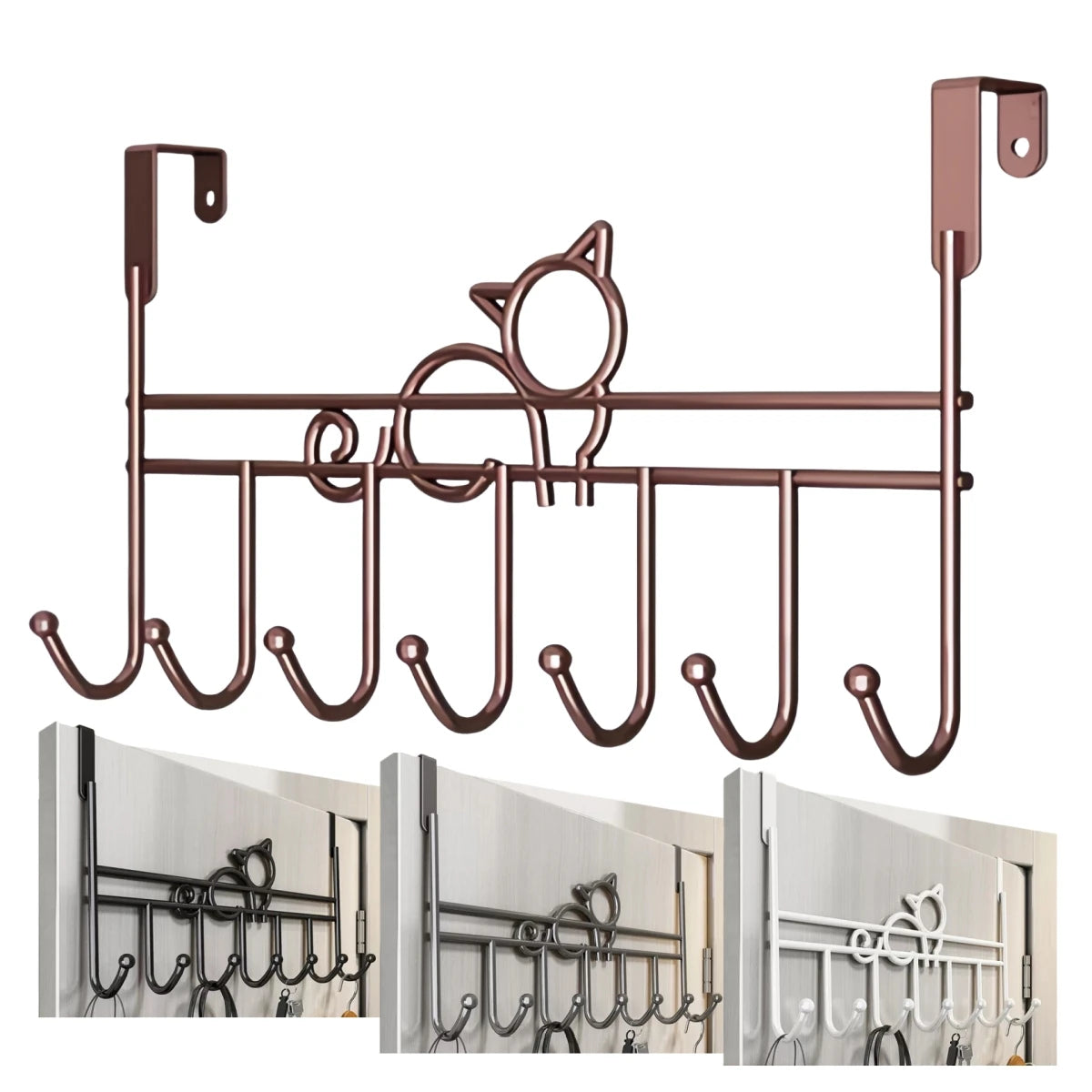 Hooks Over the Door 7 Hooks Home Bathroom Organizer Rack Clothes Coat Hat Towel Hanger Bathroom Kitchen Accessories