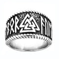 Fashion Jewelry Vintage Rune Finger Rings Viking Pagan Symbol Stainless Steel Ring for Men Customizable Size 7-13