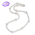 FEIRUN 5&9mm Rice AA Grade White Color 925 Sterling Silver Cultured Freshwater Pearl Necklace
