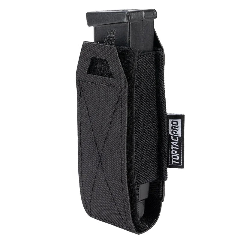 TOPTACPRO Laser Cutting 500D Cordura Nylon Tactical Magazine Pouch Single Mag Holster Single Magazine Pouch for 9mm Mag
