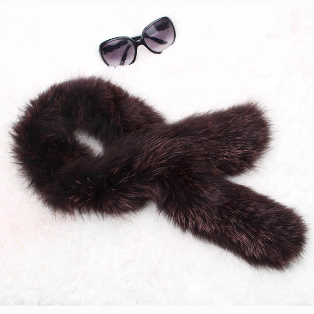 MWFur Winter Fashion Fox Fur Collar Scarf Hand Knit Women Fox Hair Scarves Winter Collar Soft Fox Fur Scarf