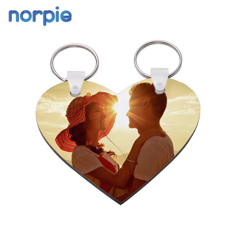 Ready to Ship Sublimation Wood Detachable MDF Double-sided Heart  Blank Keychains