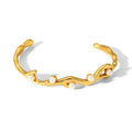2024 Latest Open Cuff Stainless Steel Bracelet Non-Tarnish 18K Gold Bangles for Women Hawaiian Pearl Jewelry Fashionable Bangles