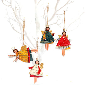 SHUANGYUAN New Design Hand Painted Metal Angel Christmas Tree Ornament | Cute Hanging Xmas Decoration