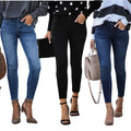 2025 Simple Mid-Rised Blue Black Jeans for Ladies Women Skinny Tight Denim Jeans