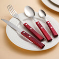304 Stainless Steel Clip Handle Cutlery Set Restaurant Knife Fork Spoon Mahogany Handle Silverware Cutlery Set