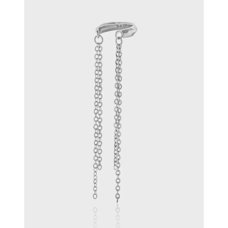 1 Piece 925 Sterling Silver  Ear Cuff Women Earrings Trendy Long Tassel Chain Clip Earrings for Women Wedding Jewelry Gifts