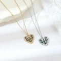 Fashion Design Green Zircon Neck Chain Stainless Steel Gold Plated Heart Shaped Pendant Necklace Female Luxury Jewelry