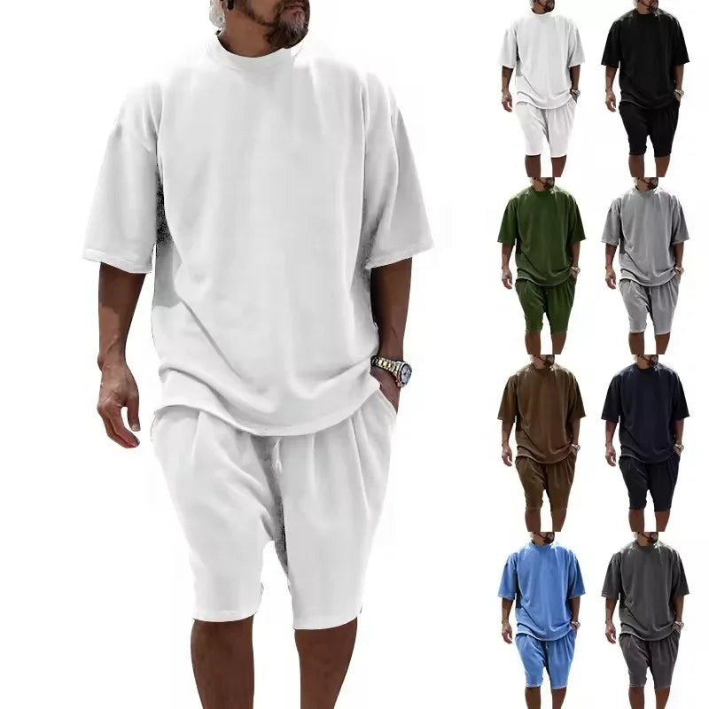 Custom Casual Breathable Two Piece T-Shirt and Shorts Set Unisex Summer Workout Clothing 100% Polyester