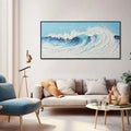 Handmade Modern Large Blue and White Ocean Sea Waves Canvas Abstract 3D Textured Seascape Oil Painting Wall Art