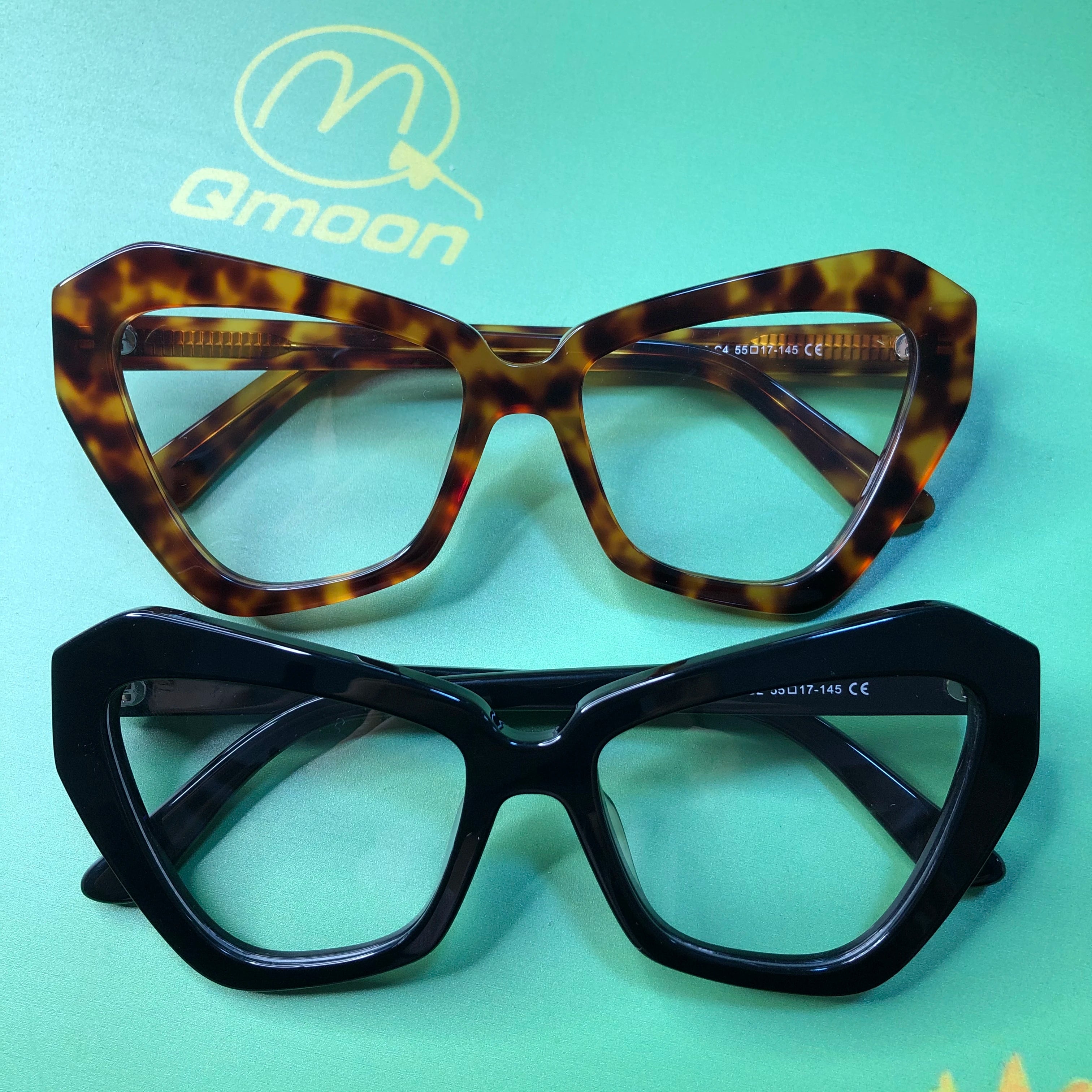 Qmoon Acetate Glasses Frame Economy Parcels Italian Eyewear Optical Cat Eye Glasses Handmade Acetate Frame
