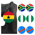 Manufacturer Flag Natural Wood Drop Earrings Custom Printed National Africa America Europe Country Flags Dangling Earrings MegaBDM