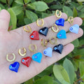 Nabest Stainless Steel PVD Heart Pendant Earring Women Tarnish Free Eyes Enamel Drop Oil Huggie Earring Hoops