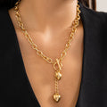 Daily Thick Chain with Heart Pendant Tassels Necklace for Women Trendy Ladies Accessories on Hand Fashion Jewellery Female Gifts
