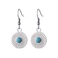 Turquoise Round Pendant Earrings for Women Girls Natural Stone Bohemian Stainless Steel Jewelry Birthday Gift Wholesale