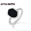 ATTA Wholesale 925 Sterling Silver Men Agate Jewelry Onyx Agate Silver Men's Ring Gemstone Designer Luxury Ring