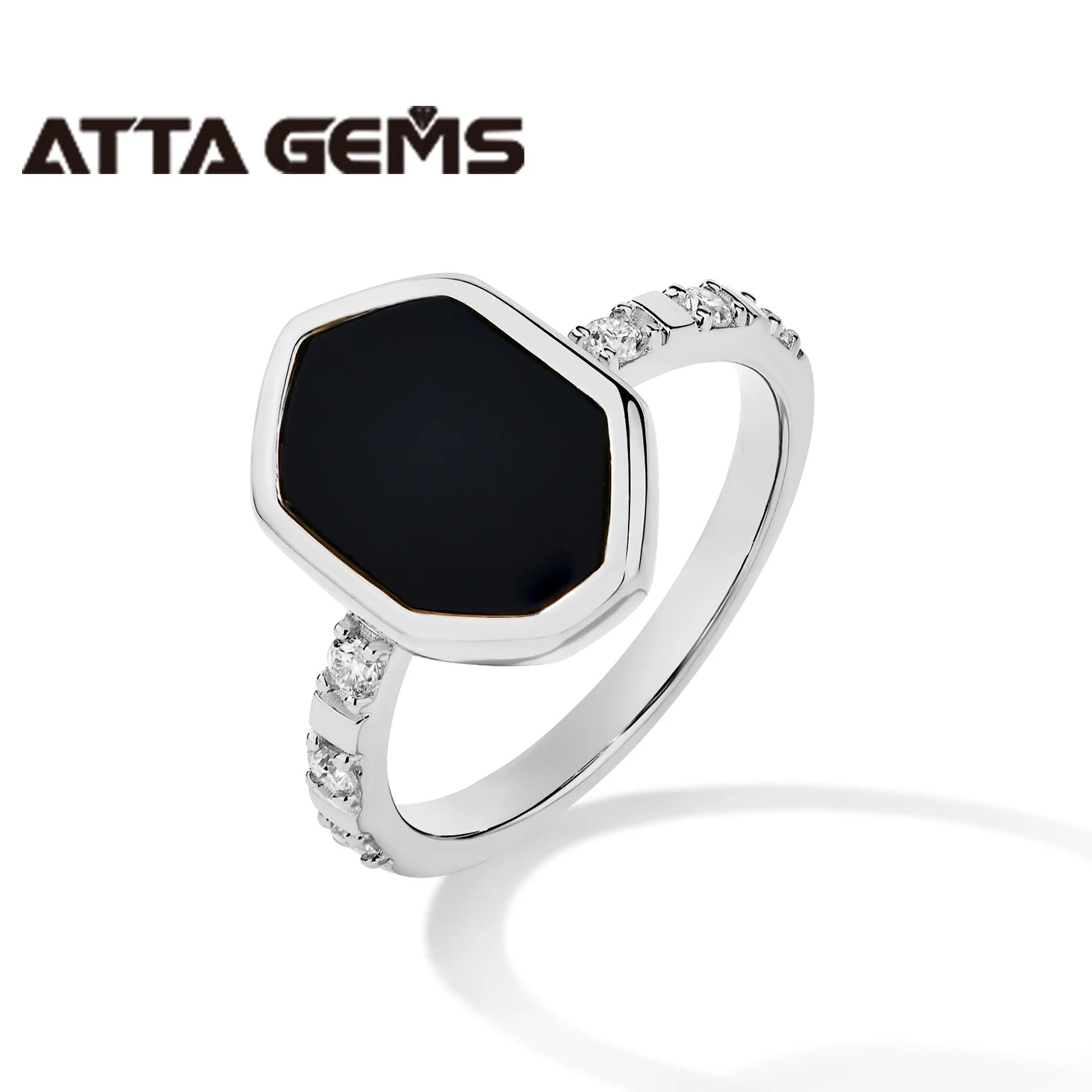 ATTA Wholesale 925 Sterling Silver Men Agate Jewelry Onyx Agate Silver Men's Ring Gemstone Designer Luxury Ring