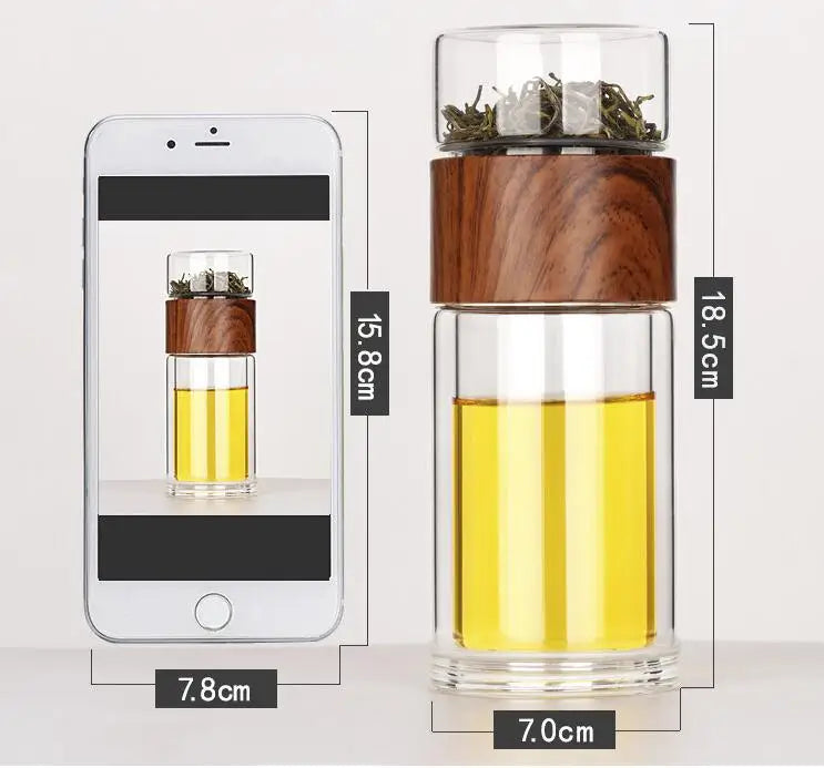 Double Wall Glass Tea Cup with Strainer