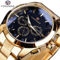 Forsining New Luxury Men's Black Mechanical Watch 3 Dial CalendarAutomatic Clock Business Sport Stainless Steel Belts Wristwatch