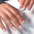 New Fashion French Square Shapes Diamond False Nails Press on Tickers Artificial Nails