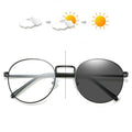 Fashion Woman Round Spring Hinge Anti Blue Light Eyeglasses Frames Photochromic Glasses Metal Frame for Men
