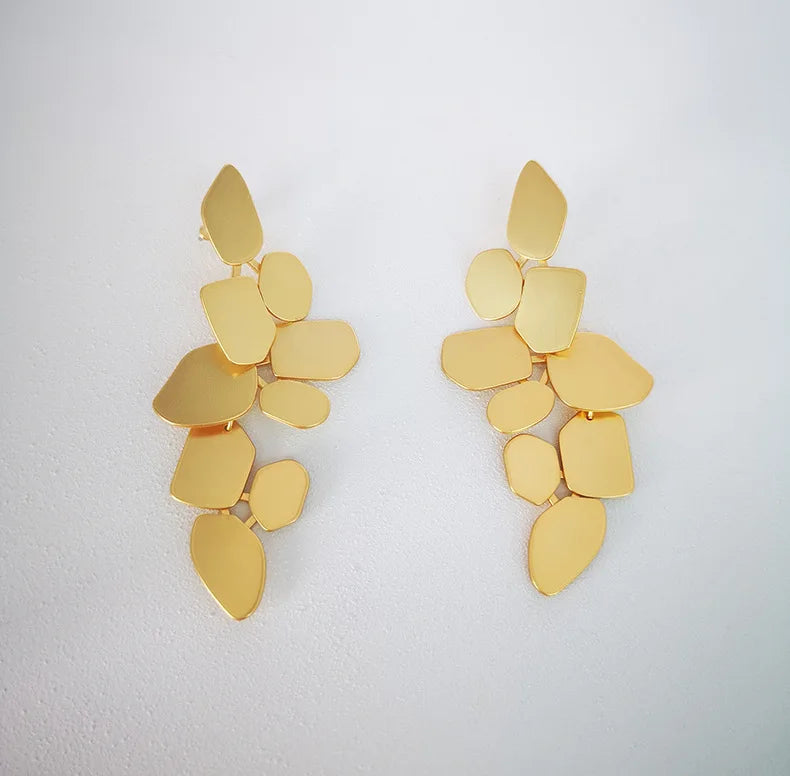 Singoli Fashion Splice Leaf Earrings Copper 18K Gold Charm Geometric Earring Jewelry Gift for Women