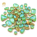 Wholesale HFOUR 3D AB Mocha Glass Rhinestones 9 Facets Loose Sew-on with Claws Mixed Shape Flatback for Clothing