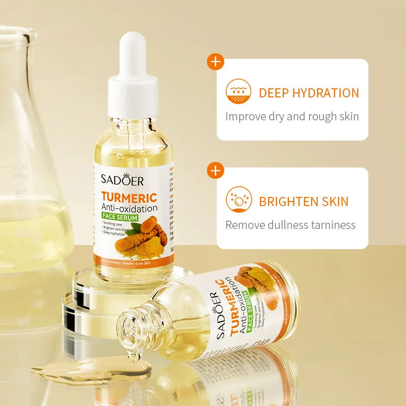 Wholesale Vegan Turmeric Extract Serum Brighten Whitening Facial Essence Liquid
