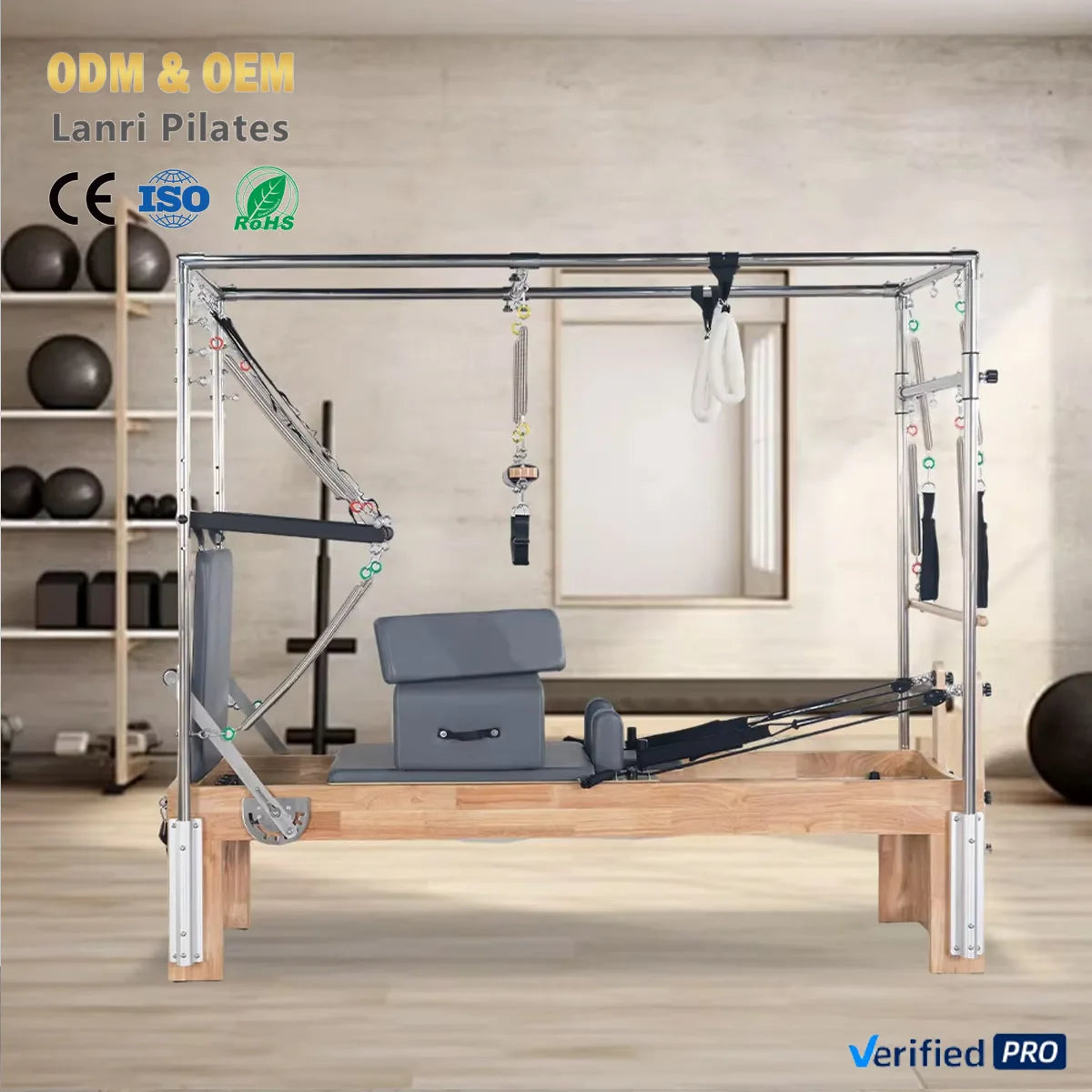 High Quality Oak Cadillac Pilates Reformer Machine 3 in 1 Yoga Trapeze Fitness Equipment for Studio