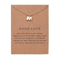 Fashion Lucky Statement Women Gift Alloy Gold Chain Pearl Butterfly Elephant Pendant Necklace Jewelry With Card