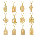 Temperament Gold Plated Religious Accessories Delicate Colored Zirconia Necklace Fashion Mary Necklace for Women