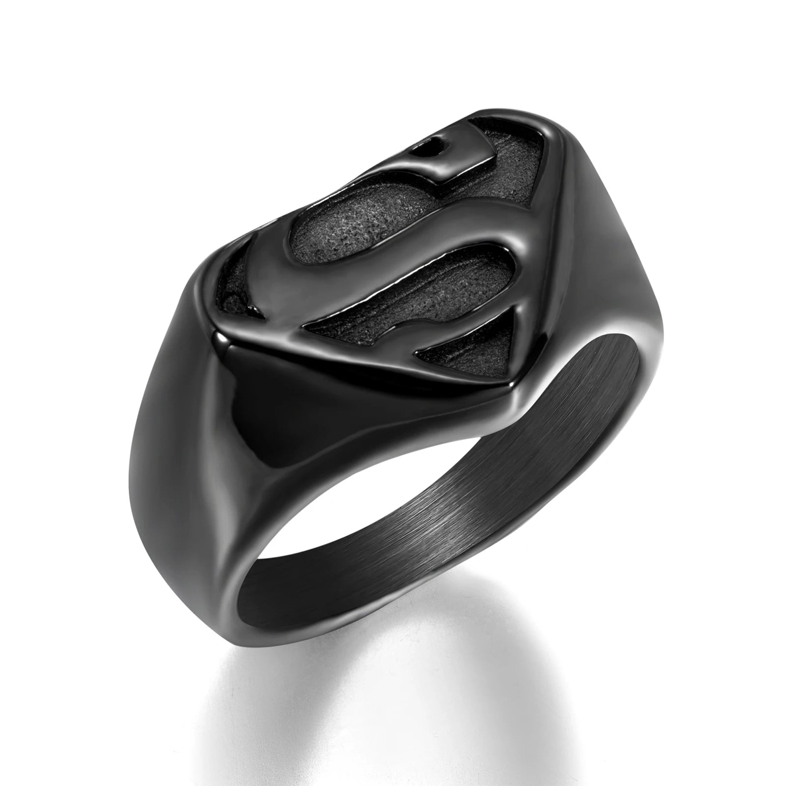 Wholesale Waterproof Rings Jewelry Stainless Steel superman signet Rings Personalized Customized Gold Ring for Men