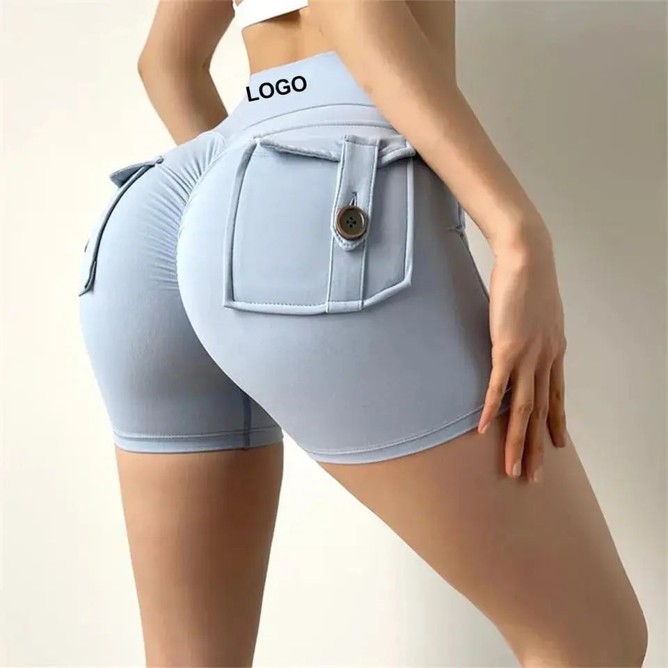 High Waist 3 Inch Plaid Pattern Women's Pants Elastic Closure Outdoor Cycling Running Fitness Yoga Biking Shorts with Pocket