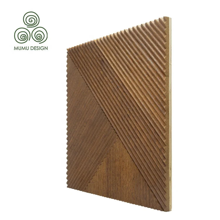 MUMU 3D Modern Art Feature Retro Decorative Hardwood Peel and Stick Interior Square Wood Wall Panel